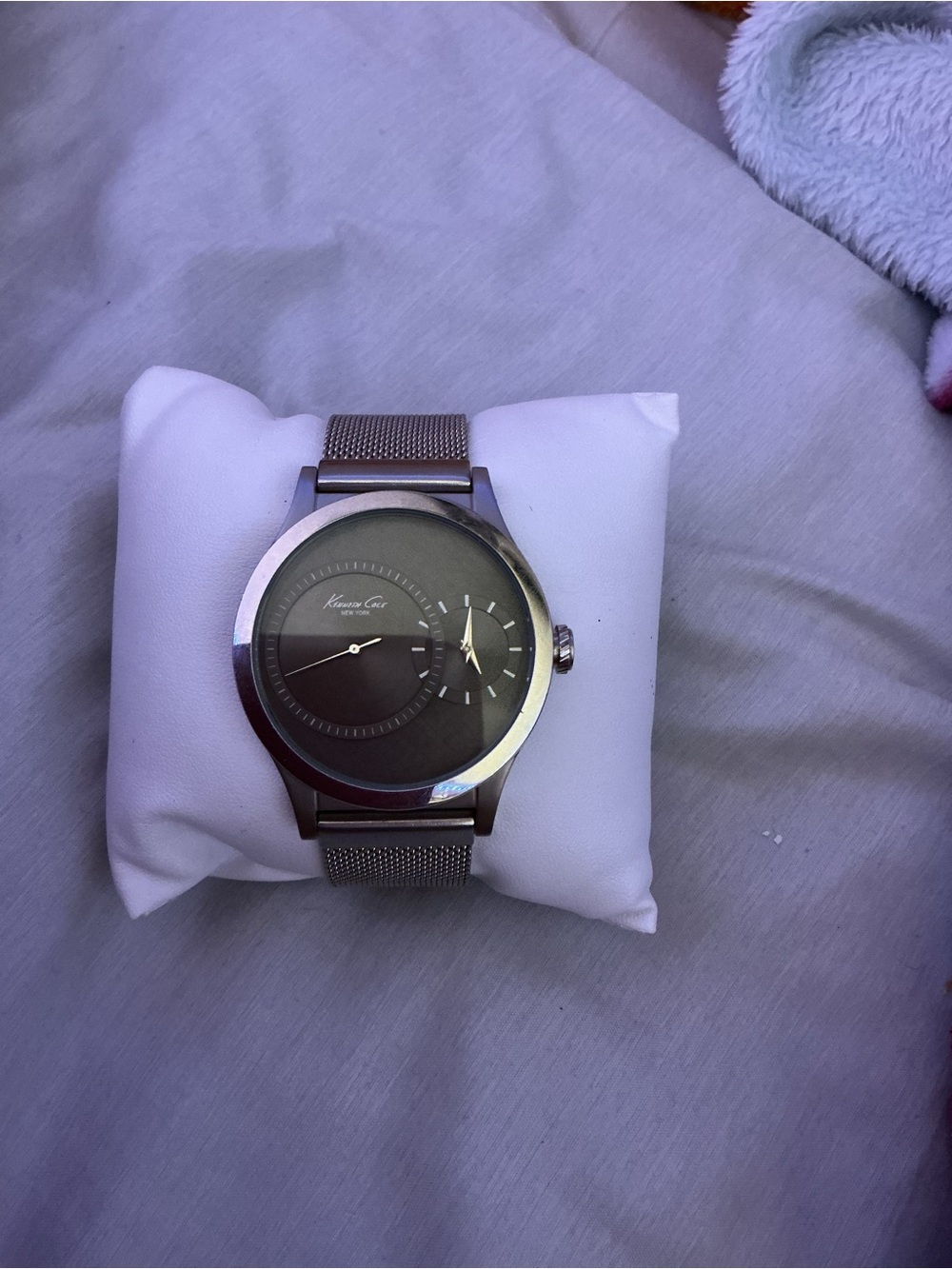 Kenneth Cole Gunmetal Dual-Time Mesh Bracelet Watch